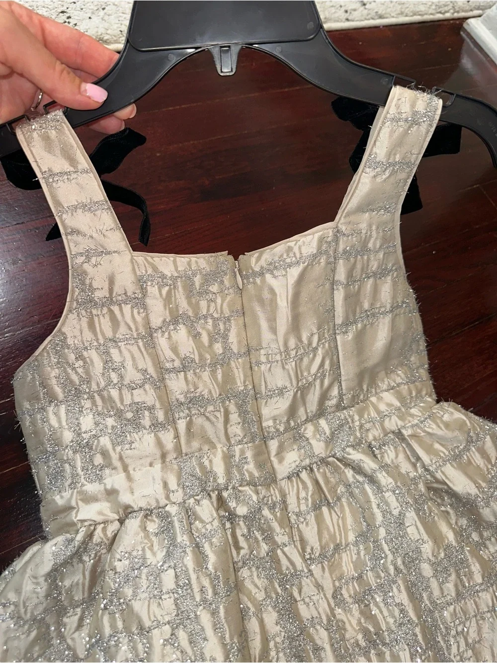 a Loves a Girls Cream Metallic Patterned Tie-Shoulder Party Dress Size XL